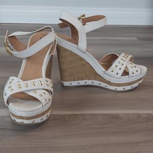 White studded call it spring wedges